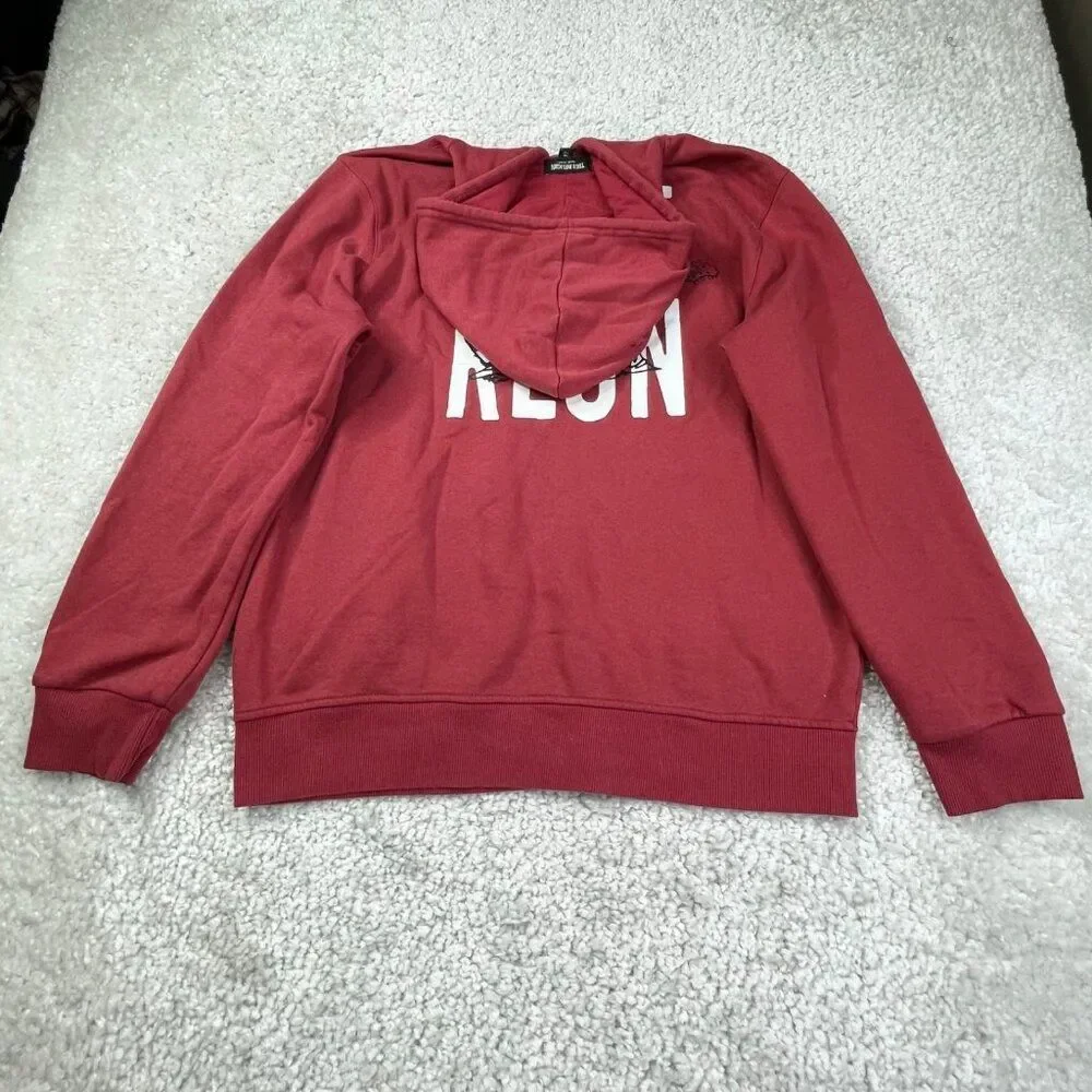 True Religion Red Dahlia Full Zip Up Hoodie Big Graphic Logo Buddha